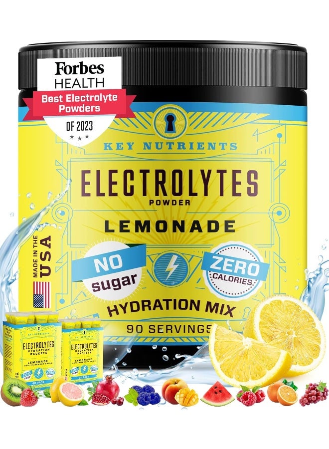 KEY NUTRIENTS Electrolyte Powder, Lemonade Hydration Supplement, 90 Servings - Image 1